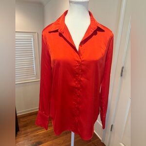 Banana Republic Vibrant Red Button-Down Silky Shirt